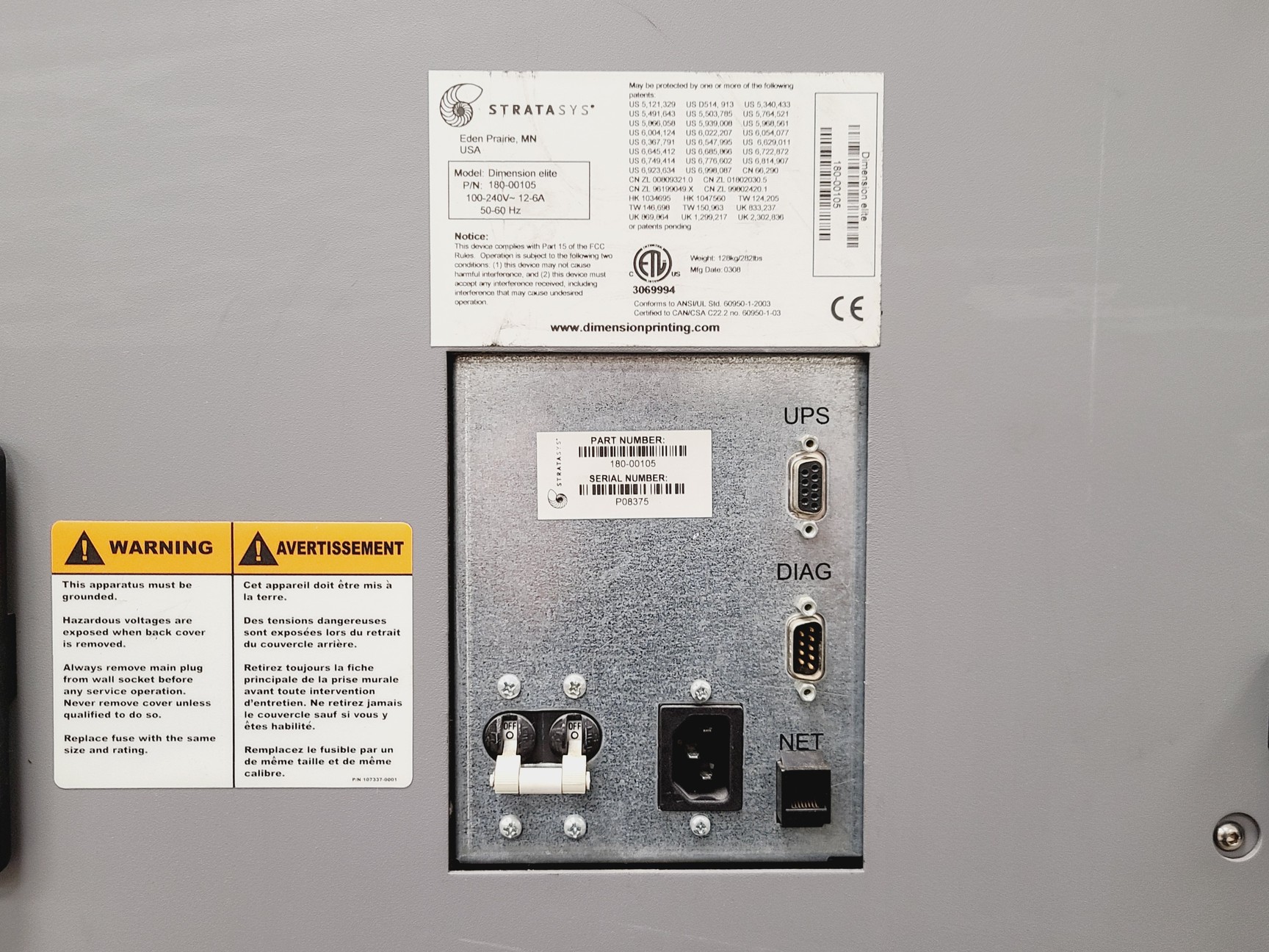 Image of Stratasys Dimension Elite 3D Printer PN - 180-00105 Spares/Repair