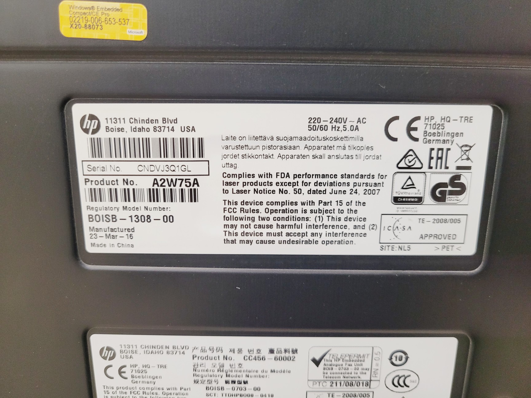 Image of HP Colour Laser Jet Flow MFP M880 Series Printer