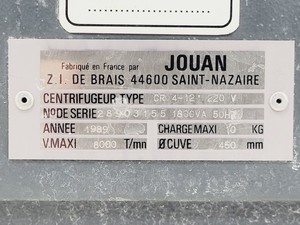 Thumbnail image of Jouan Large Benchtop Centrifuge CR412