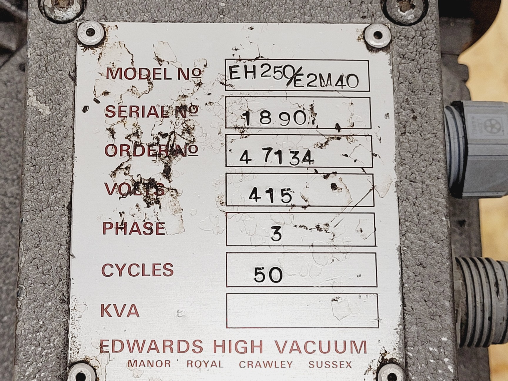 Image of Edwards EH240/E2M40 High Vacuum Booster & Leybold 16830 Ruvac Adapter