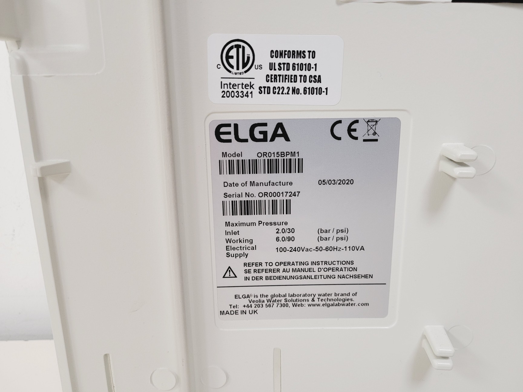 Image of ELGA Option R15 Water Purifier Model OR015BPM1 2020