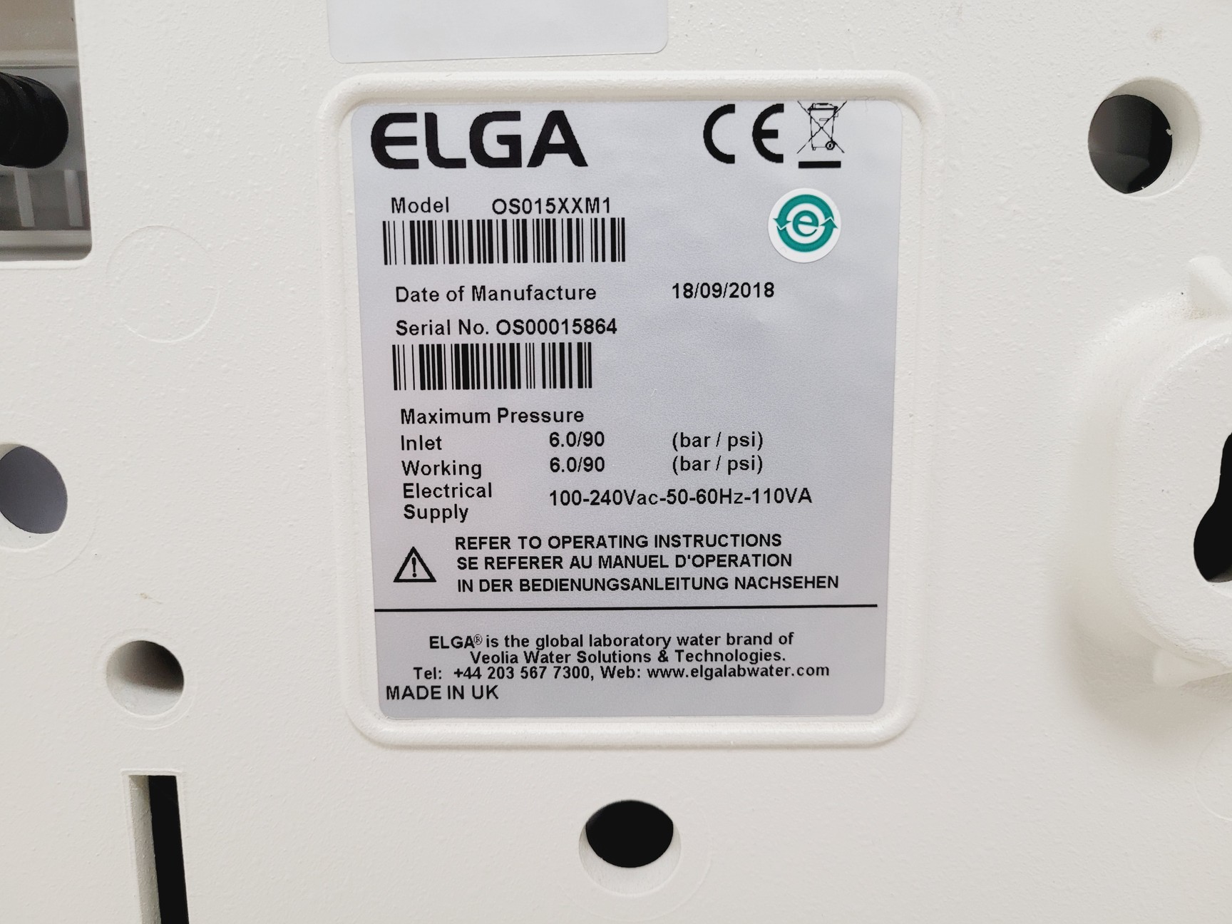 Image of ELGA Purelab Option S 15 Model OS015XXM1 2018