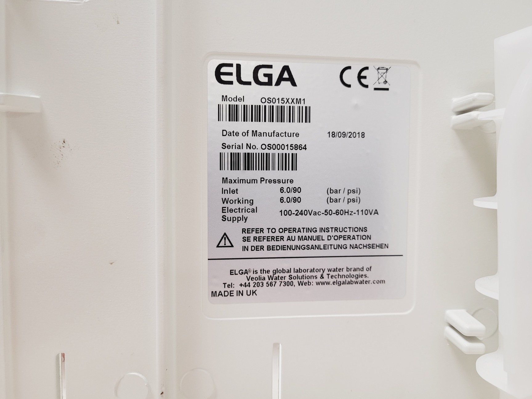 Image of ELGA Purelab Option S 15 Model OS015XXM1 2018