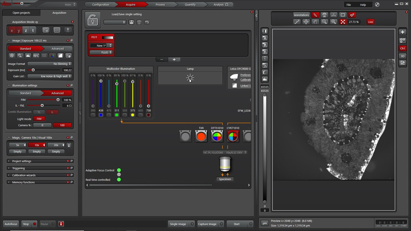Image of Leica DMi8 Flourescent Microsope w/ CTR Advanced, LED8, DFC9000 GTC & Nexus