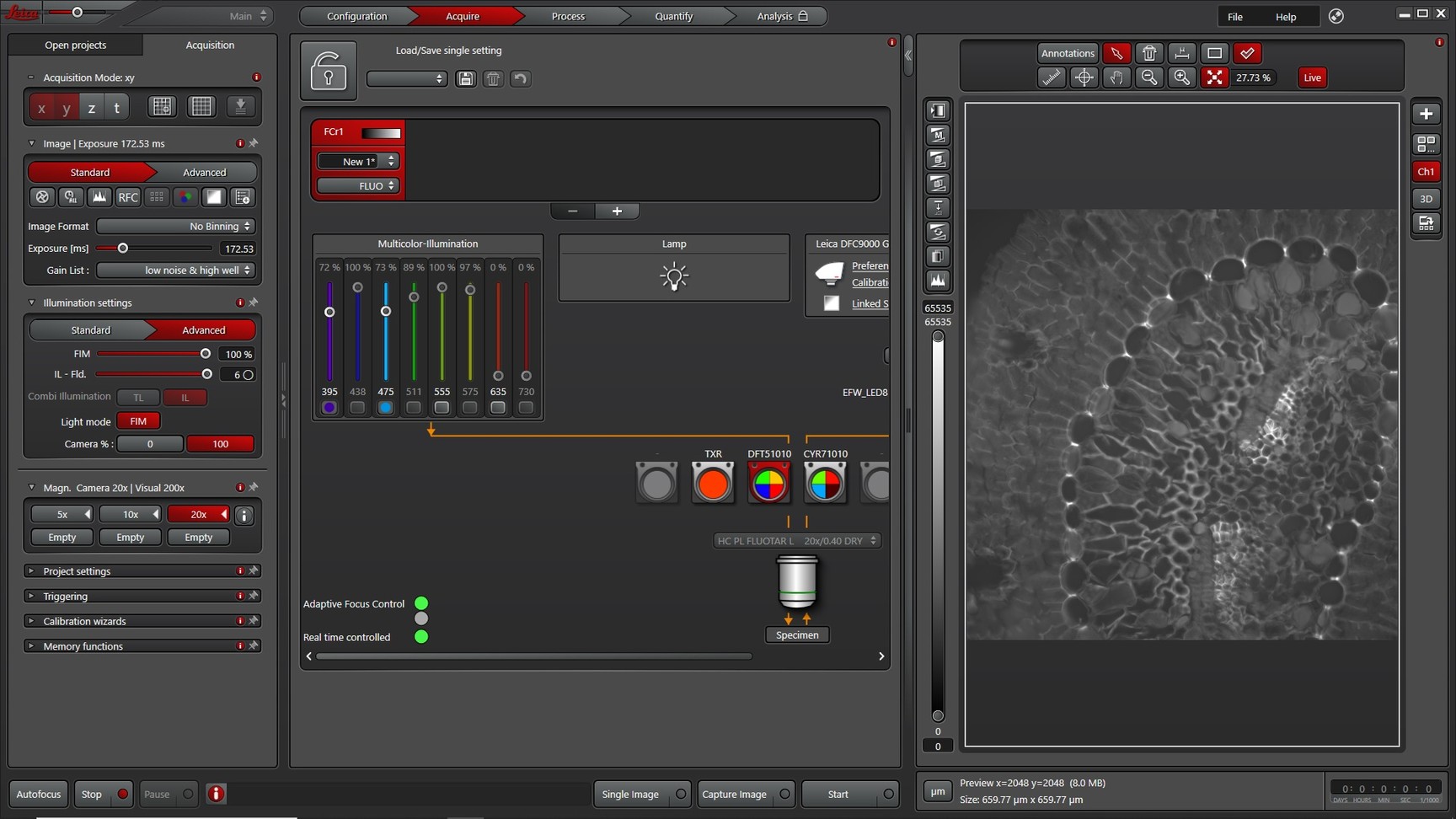 Image of Leica DMi8 Flourescent Microsope w/ CTR Advanced, LED8, DFC9000 GTC & Nexus