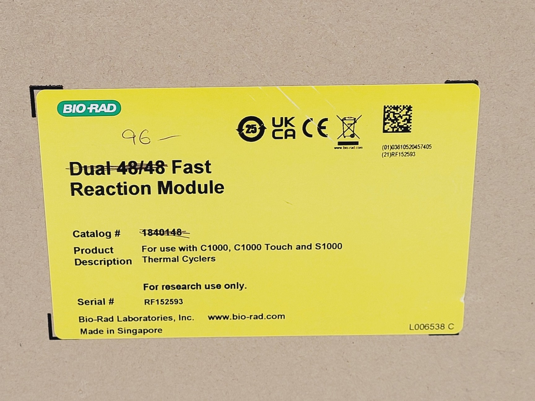 Image of BioRad Fast Reaction Module (96) #1840148 for Thermal Cycler 