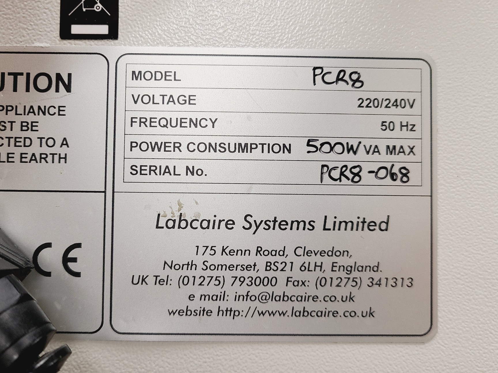 Image of Labcaire PCR8 PCR Workstation/Laminar Flow Cabinet Lab