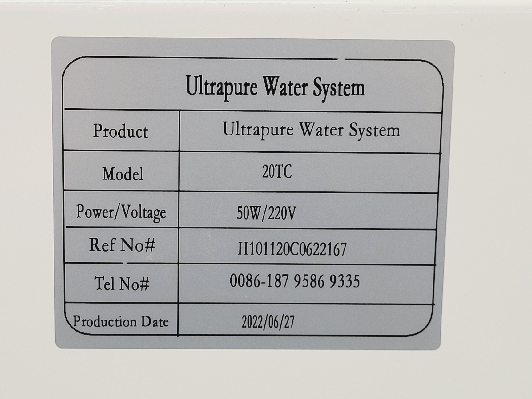 Image of Ultrapure Water System Model 20TC with Tankpro Pro-3.2 Water Storage Tank (2021)