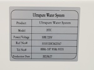 Thumbnail image of Ultrapure Water System Model 20TC with Tankpro Pro-3.2 Water Storage Tank (2021)