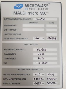 Thumbnail image of Micromass Maldi Micro MX with Mass Lynx software