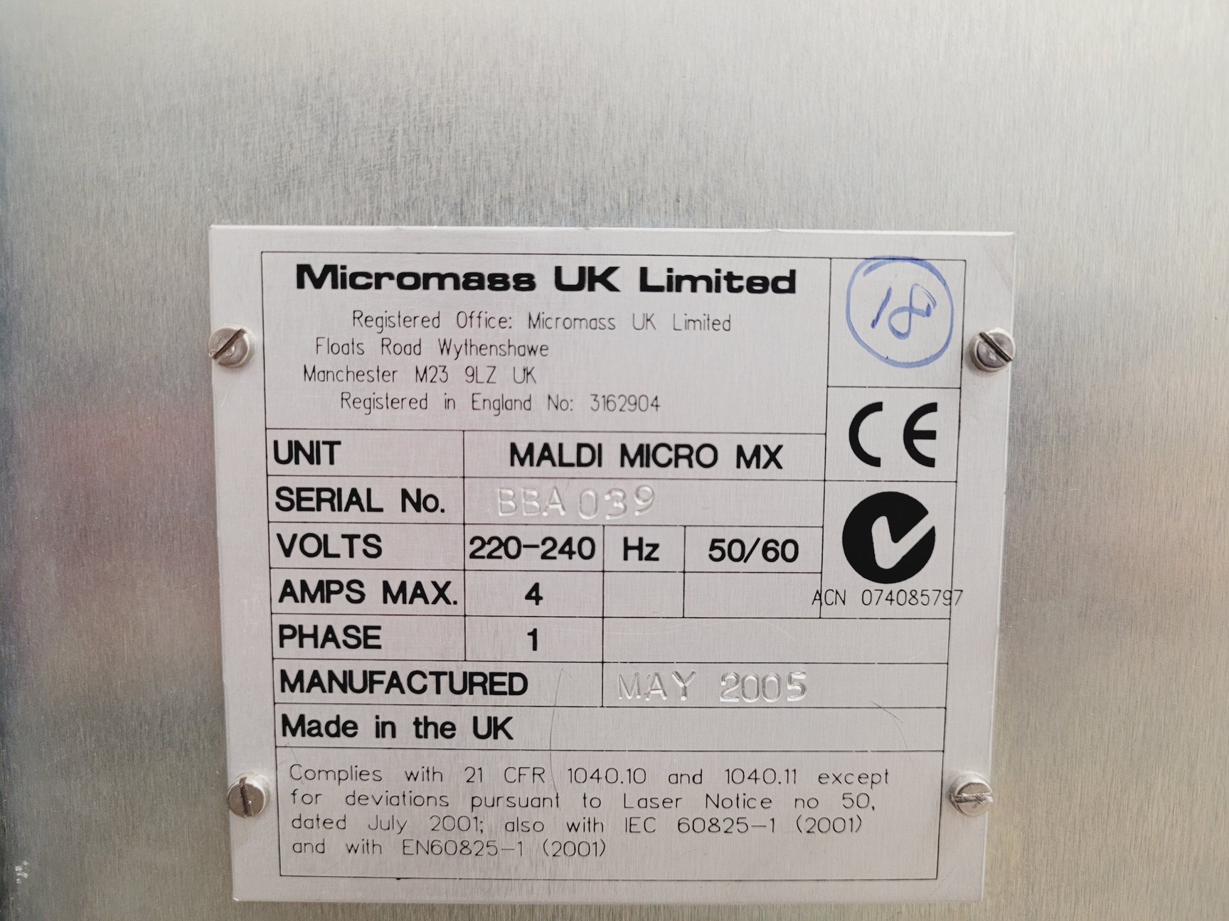 Image of Micromass Maldi Micro MX with Mass Lynx software