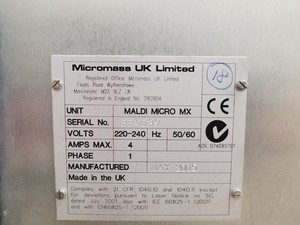Thumbnail image of Micromass Maldi Micro MX with Mass Lynx software