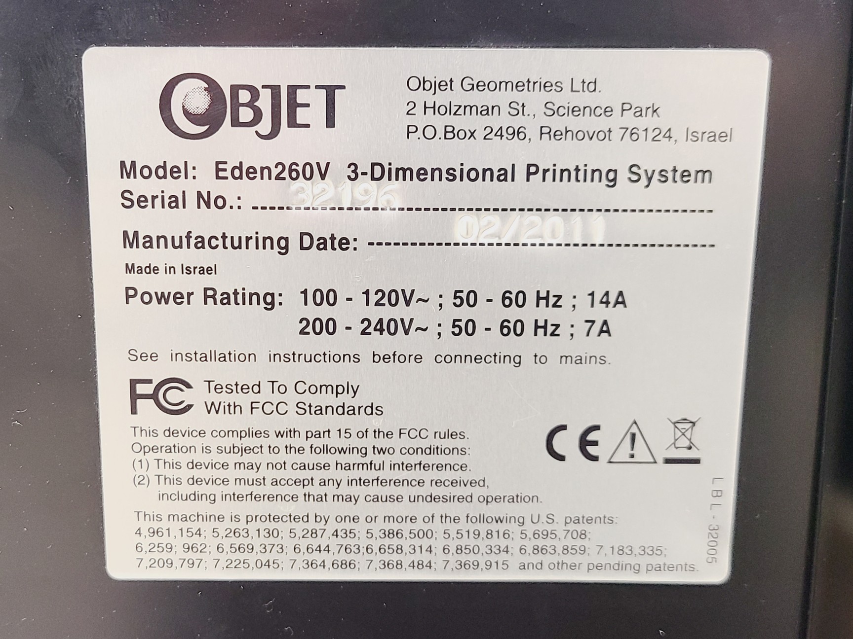 Image of Objet Eden 260V 3D Printer Spares/Repair