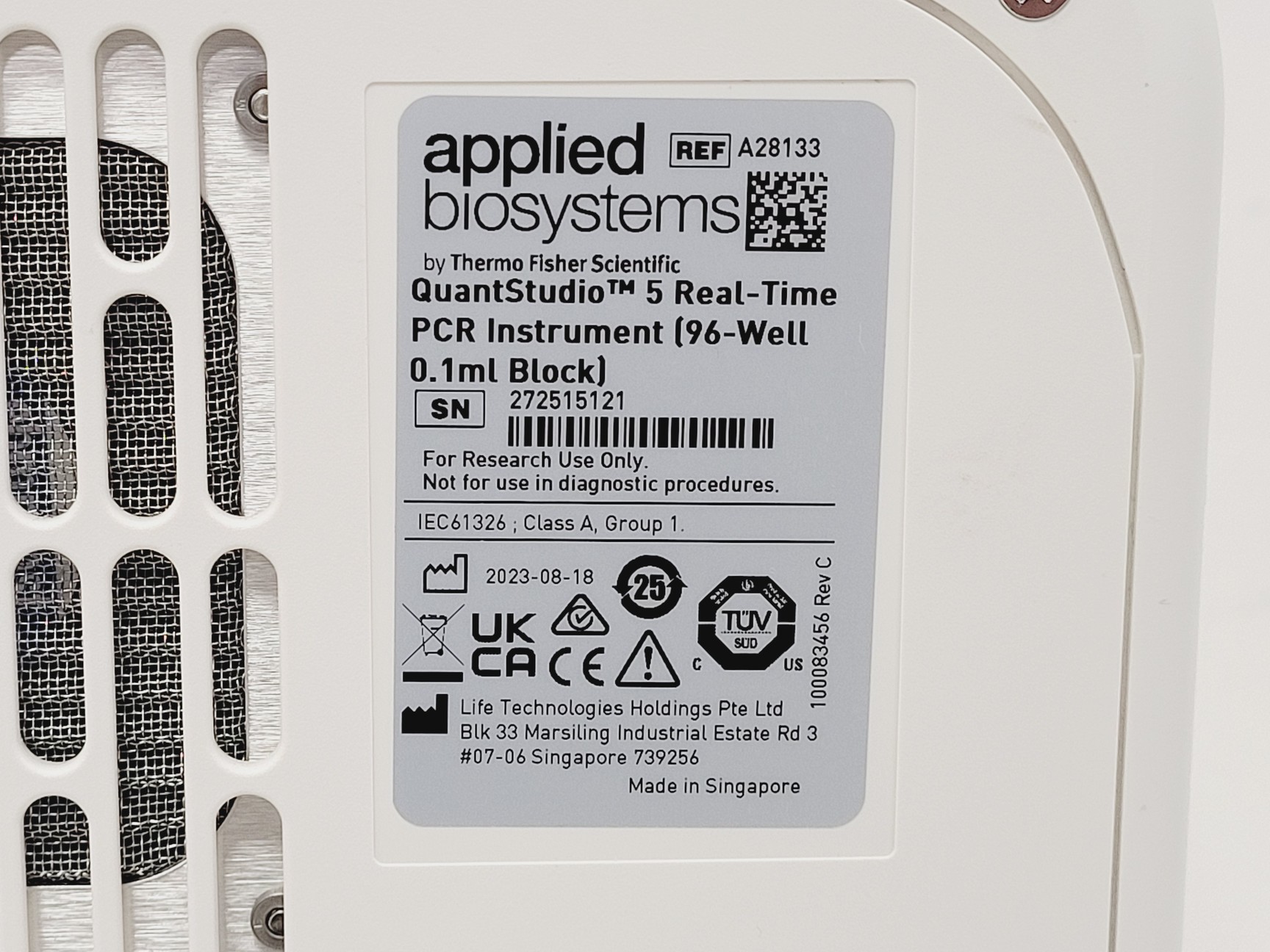 Image of Applied Biosystems QuantStudio 5 RT-PCR 96-Well 2023 0.1mL Block Lab