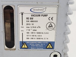 Thumbnail image of Vacuubrand RE 6W Rotary Vane Vacuum Pump Lab