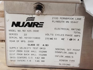 Thumbnail image of Nuaire NU425-300-E Class 2 Safety Cabinet Lab