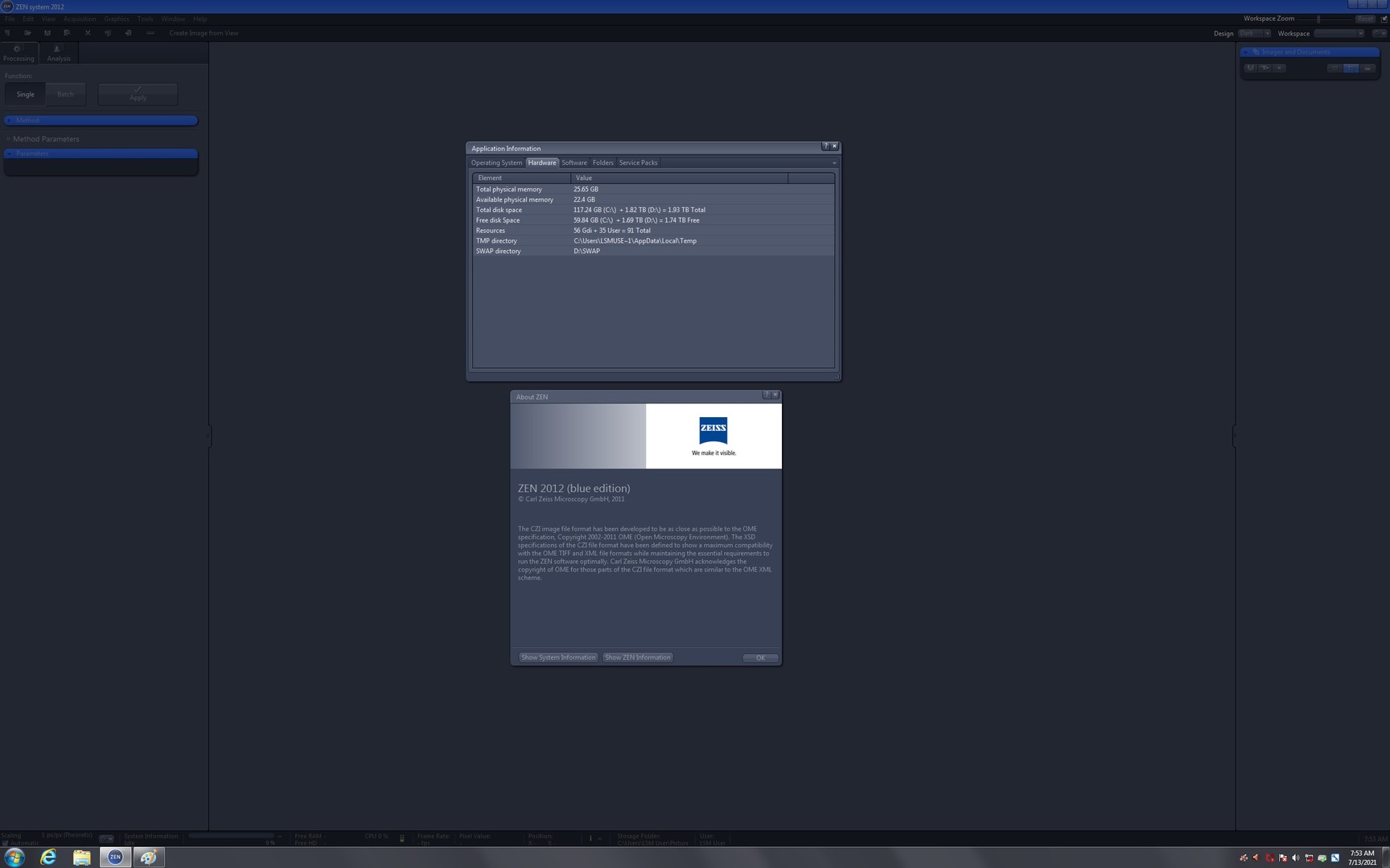 Image of Zeiss LSM Confocal System Fujitsu Control PC ZEN Software Lab