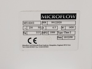 Thumbnail image of Microflow Class 2 Biological Safety Cabinet Model M51424/2