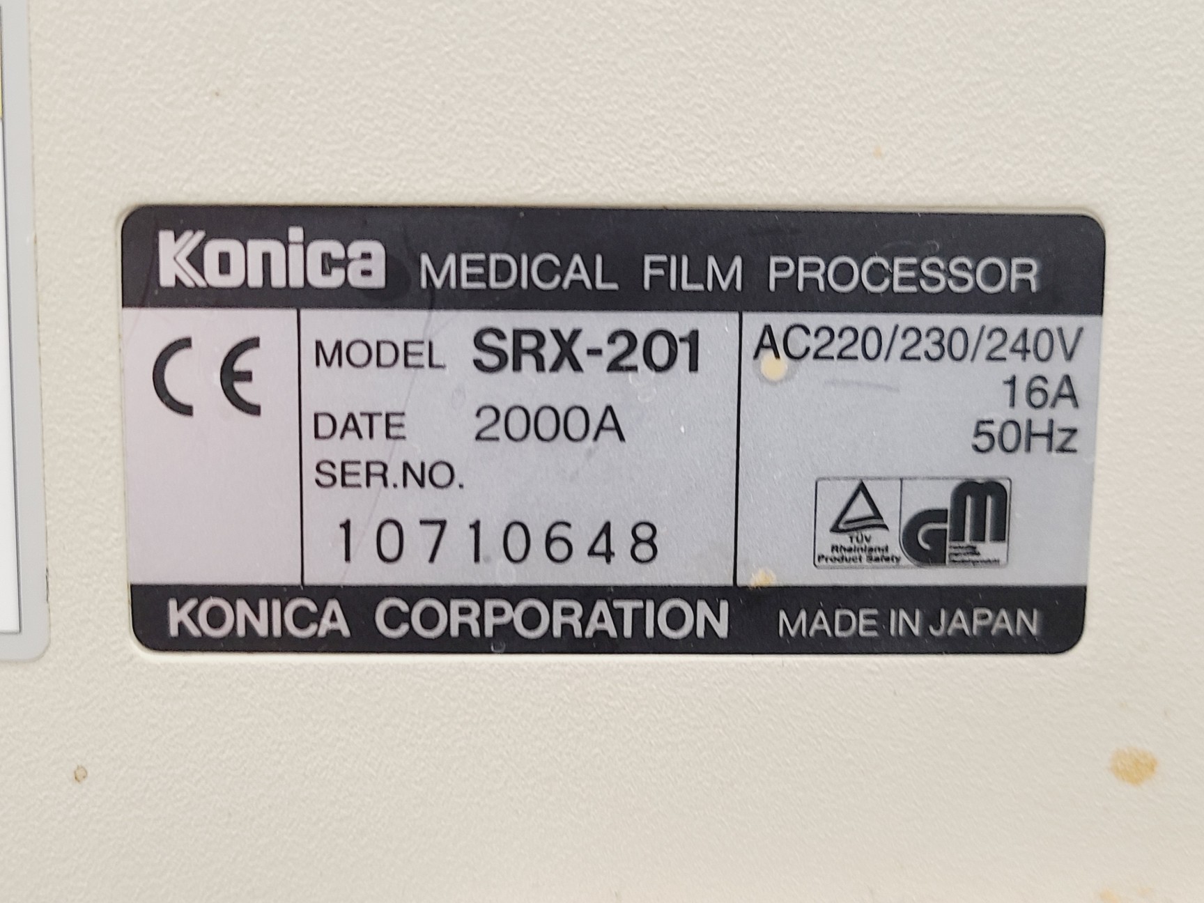 Image of Konica Medical Film Processor Model SRX-201 Spares/Repair Lab