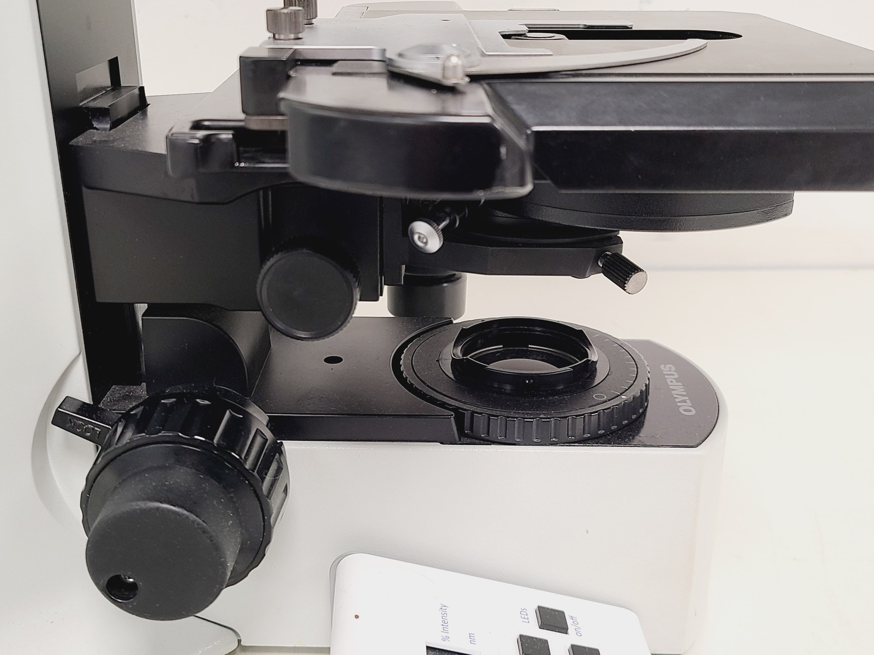 Image of Olympus BX51 Microscope w. 2x pE-100 CoolLED Heads and Combiner