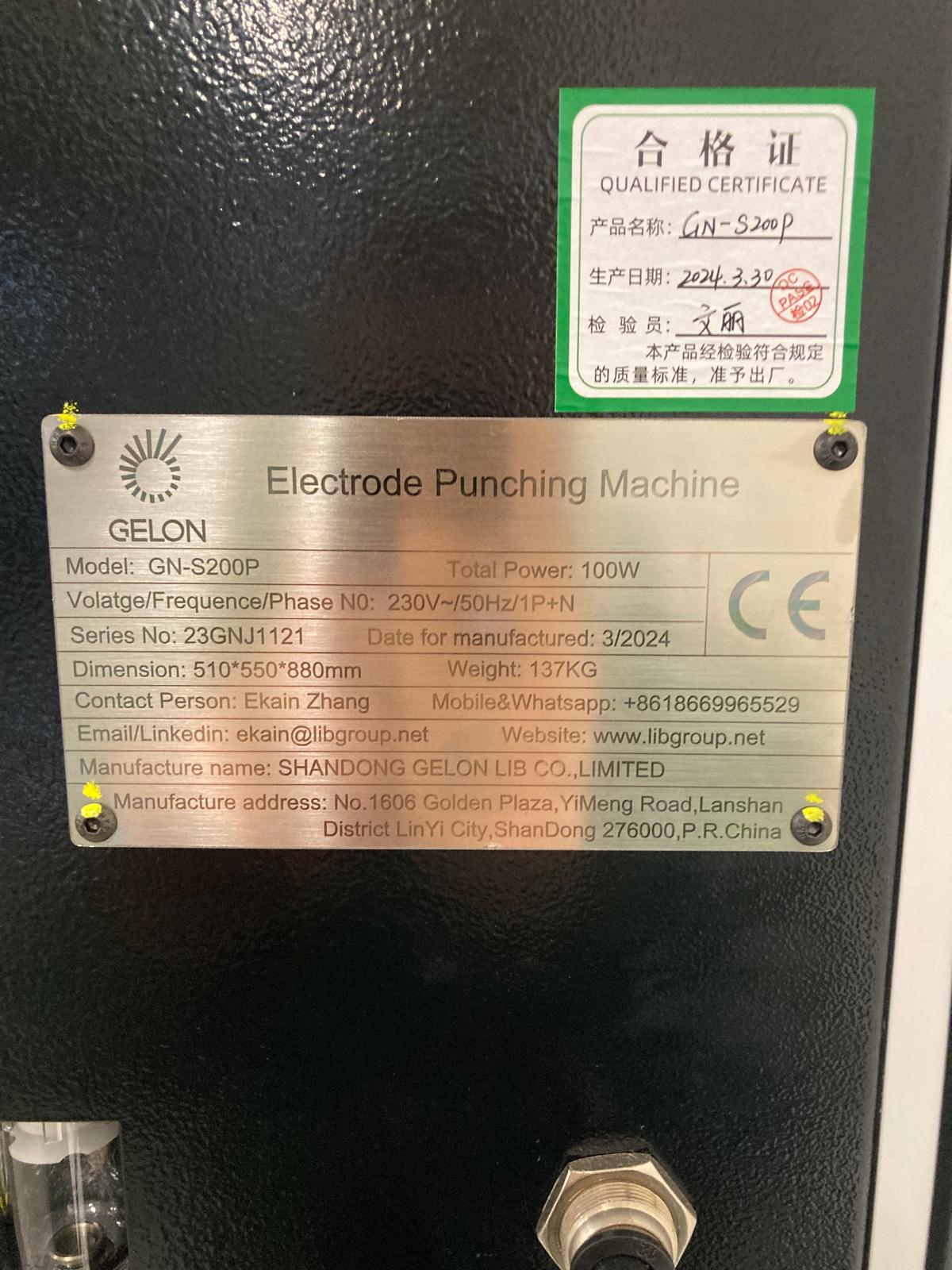 Image of Gelon GN-S200P Semi-Auto Electrode Punching Machine Lab