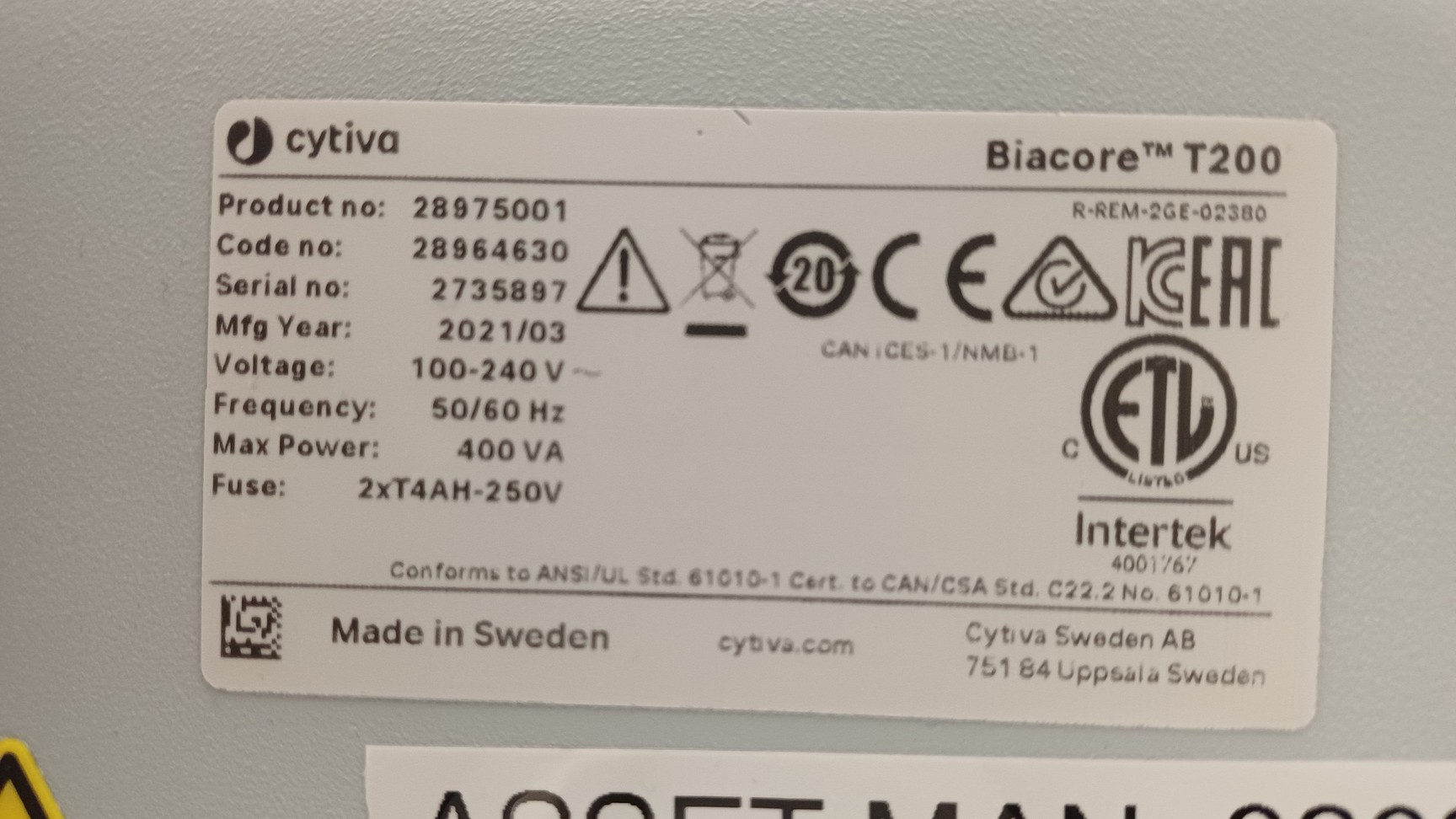 Image of Cytiva Biacore T200 Surface Plasmon Resonance (SPR) System (2021) Biomolecular 