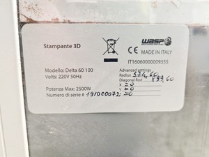 Thumbnail image of Stampanti 3D Delta Wasp 60 100 Clay 3D Printer 