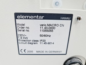 Thumbnail image of Elementar Vario Macro CN Elemental Analyzer