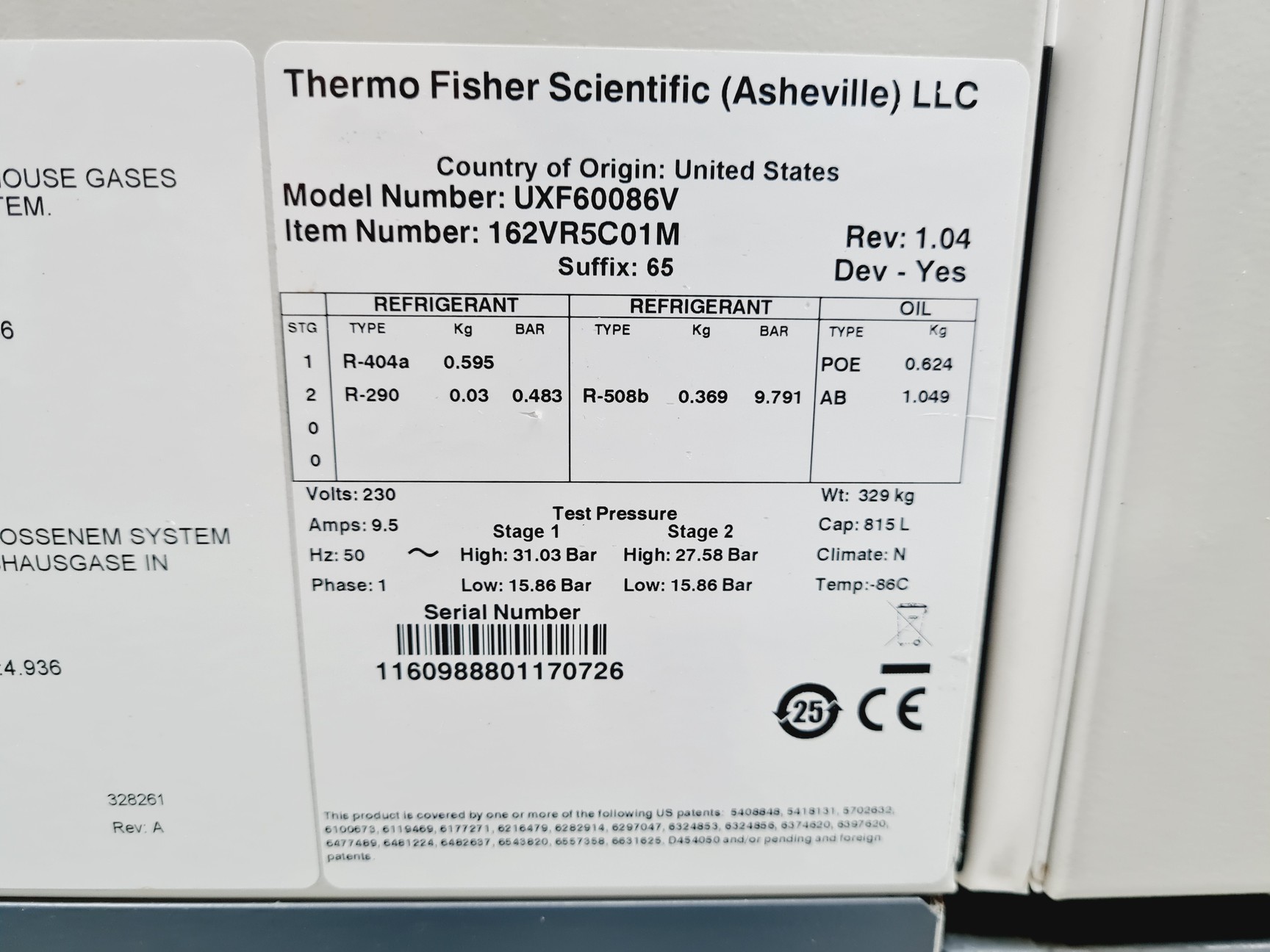 Image of Thermo Scientific Revco UXF Ultra Low Temperature Freezer Spares/Repair