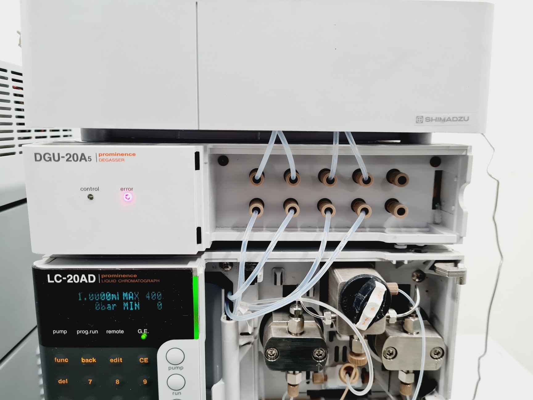 Image of Shimadzu HPLC System with SIL-20A, LC-20AD, DGU-20A5, CTO-20A, CMB-20A, SPD-20AV