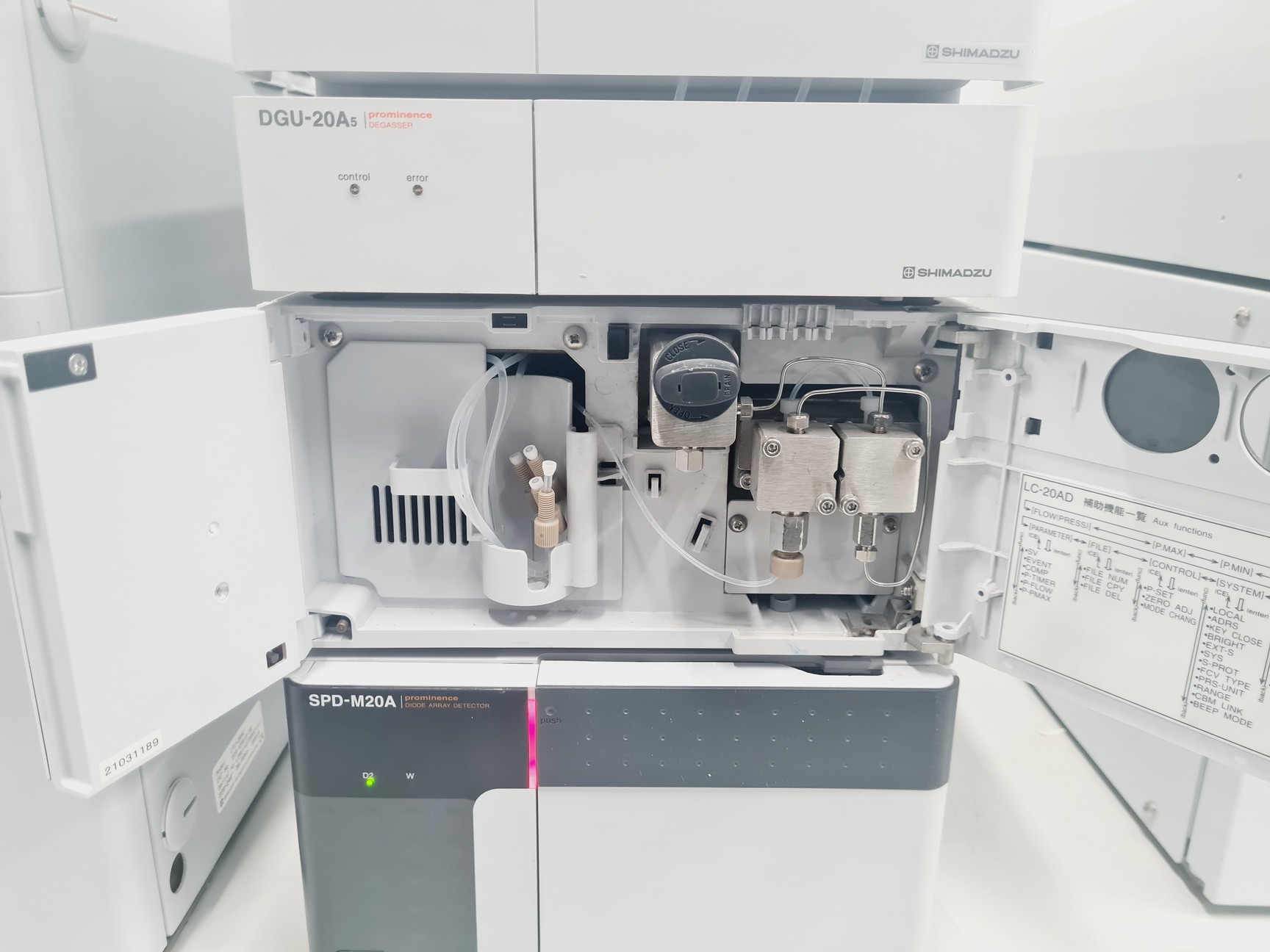 Image of Shimadzu HPLC System with SIL-20A,CTO-20AC, SPD-M20A, LC-20AT, DGU-25A5, FRC-10A