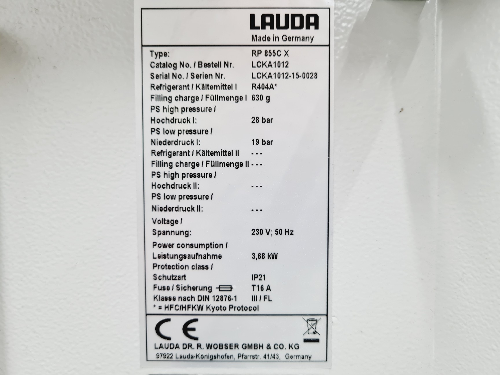 Image of LAUDA PROLINE RP 855 CX Refrigerated Chiller Lab