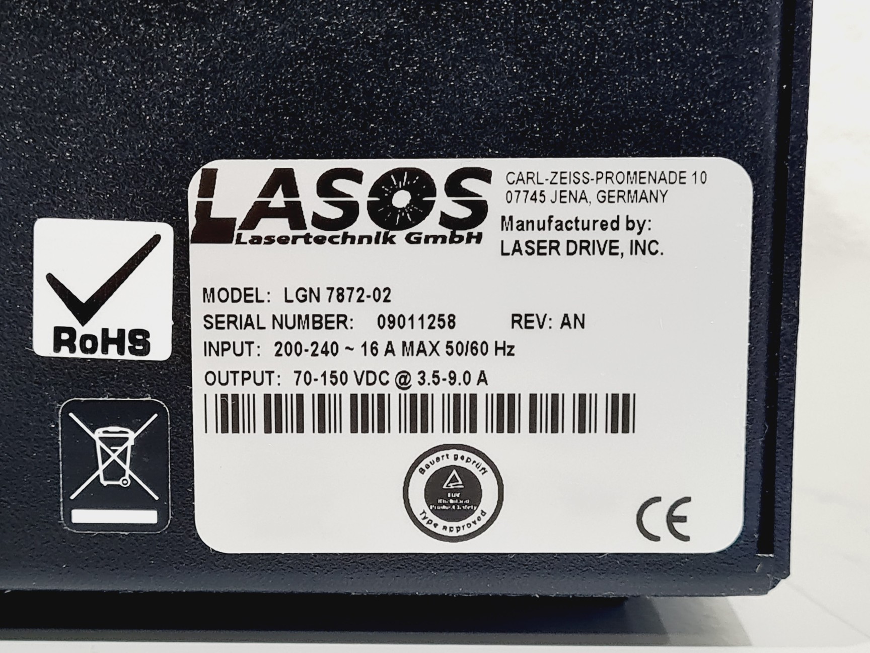 Image of LASOS Air Cooled Argon-Ion Laser Head Model:LGK 7872 ML02 With Power Supply Unit