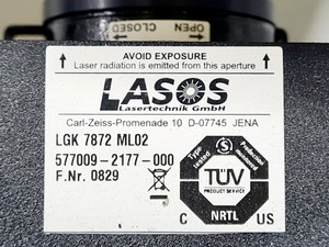 Thumbnail image of LASOS Air Cooled Argon-Ion Laser Head Model:LGK 7872 ML02 With Power Supply Unit