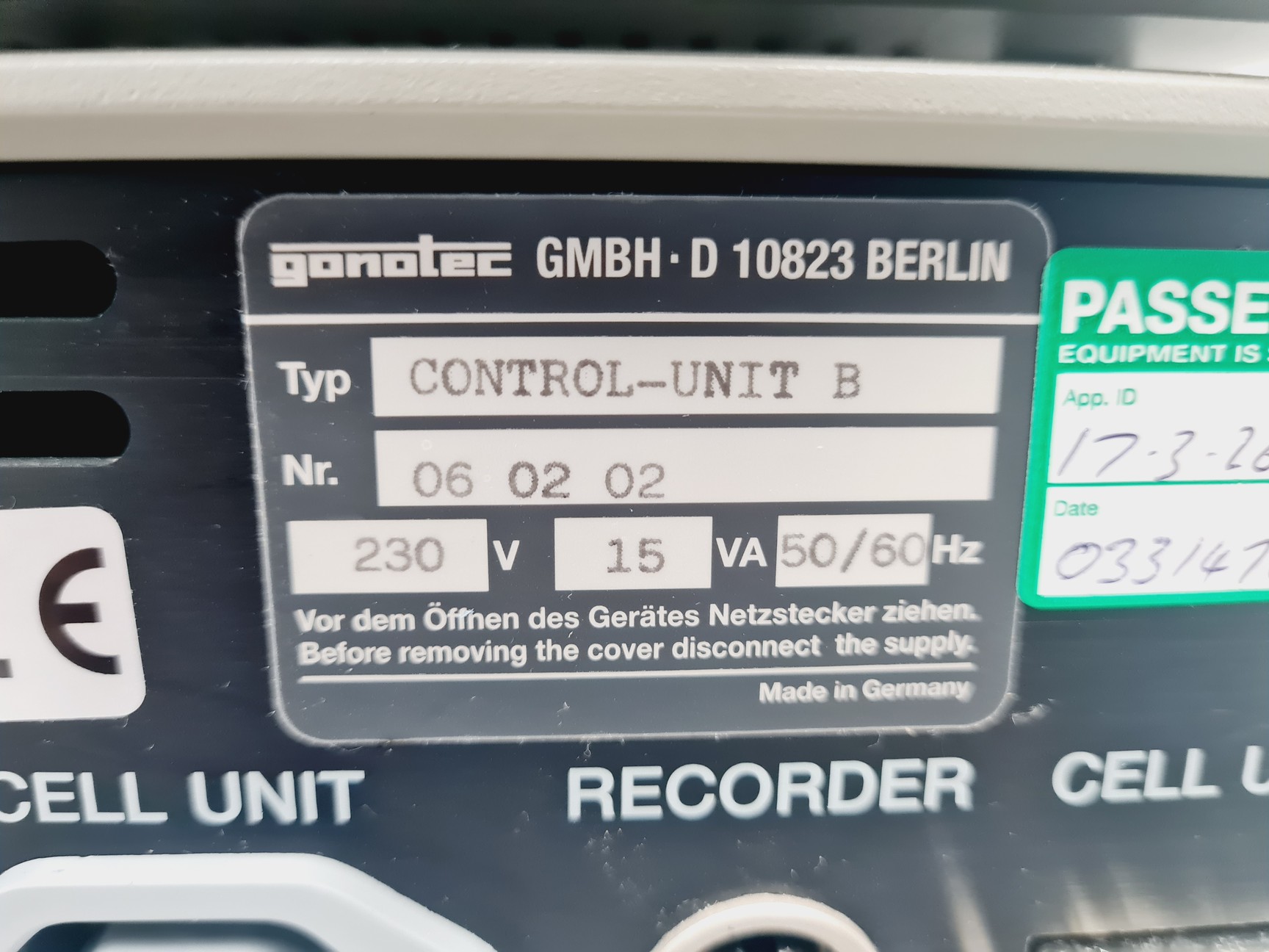 Image of GonoTec Osmomat 070 Cell Unit and Osmomat 070/090 Control Unit B