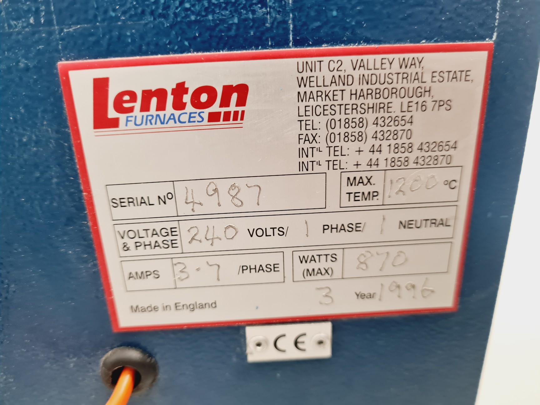 Image of Lenton Furnaces 1200˚C Tube Furnace