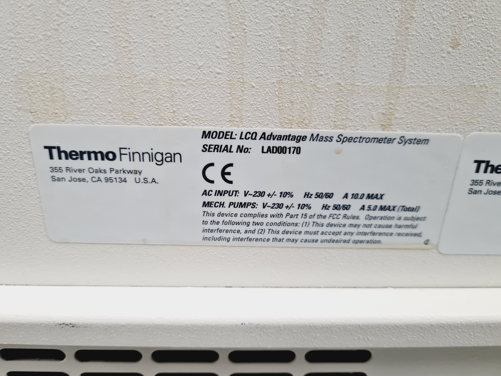 Image of Thermo Finnigan LCQ Advantage Mass Spectrometer System 