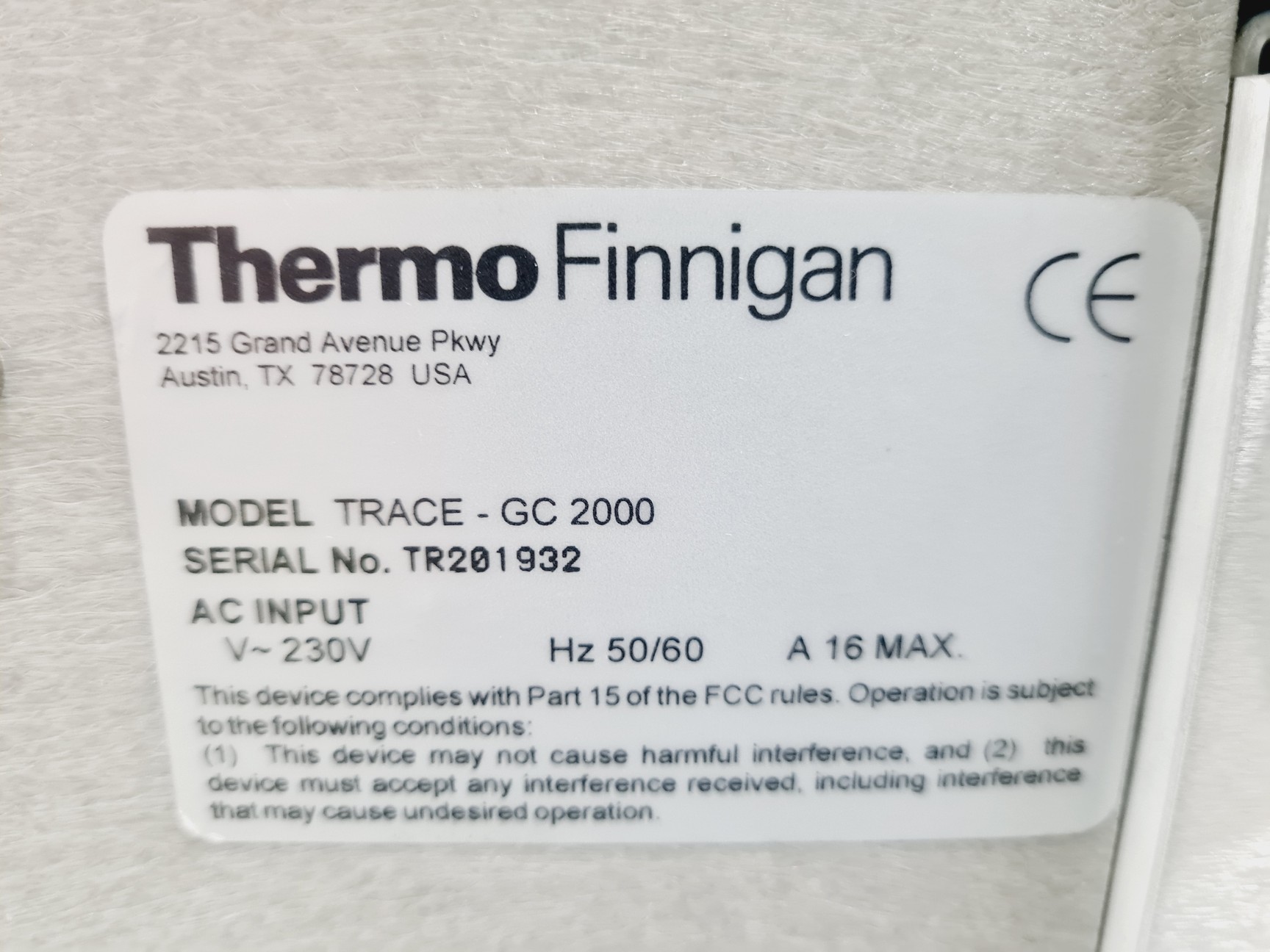Image of Thermo Quest Trace GC 2000 with AS 2000 Autosampler Controller