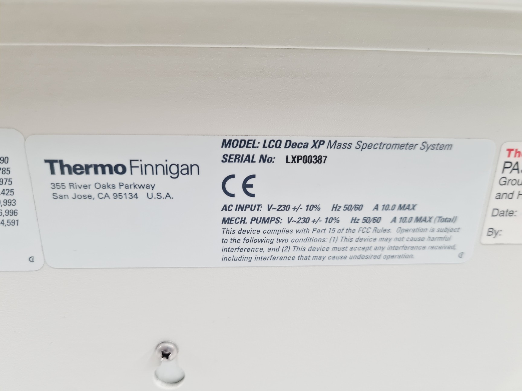 Image of Thermo Finnigan LCQ DECA XP Mass Spectrometer System