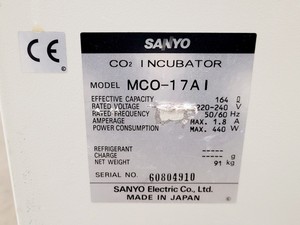 Thumbnail image of Sanyo MCO-17AI CO2 Incubator Spares/Repair Lab