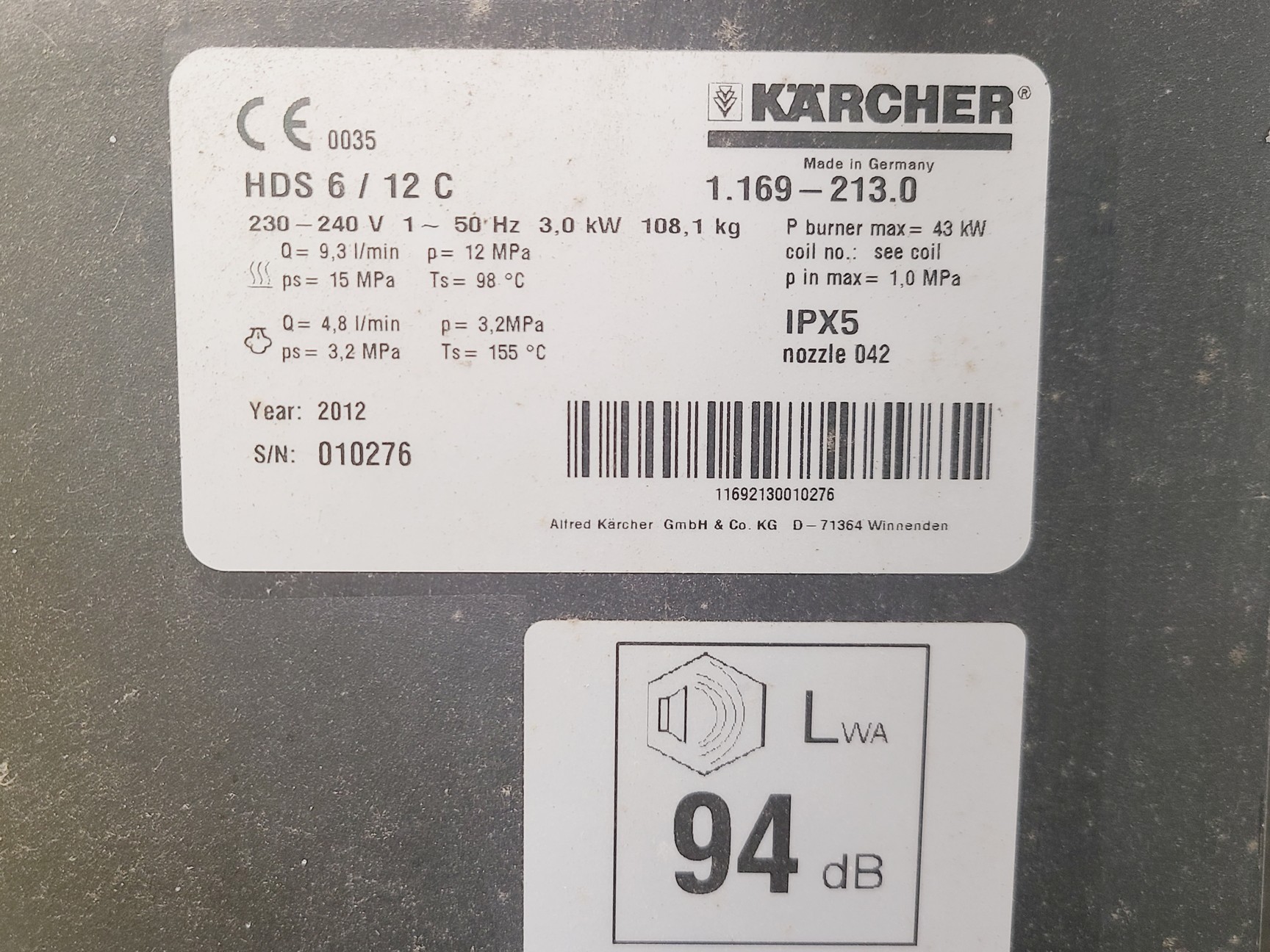 Image of Karcher HDS 6/12 C Diesel Powered Jet Washer