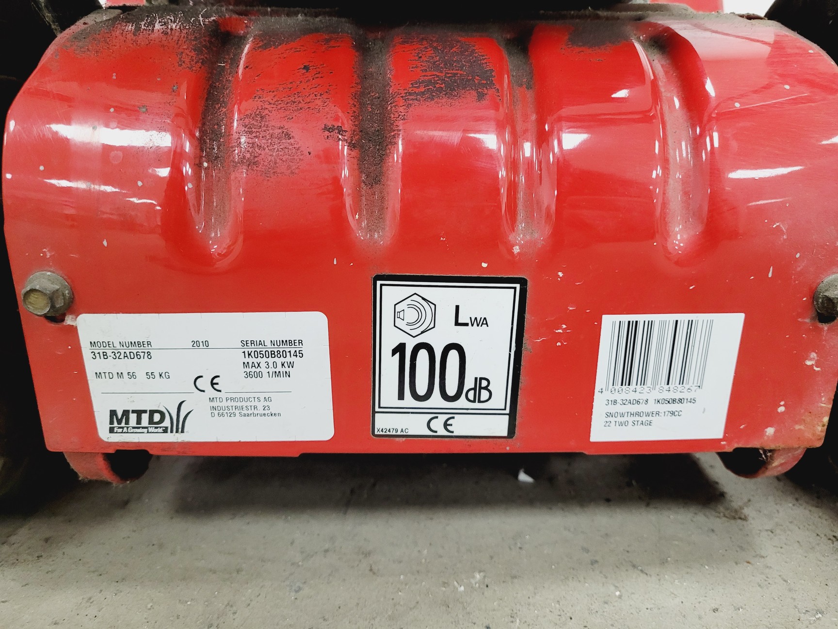 Image of MTD Products Snow Thrower Machine Model 31B-32AD678 