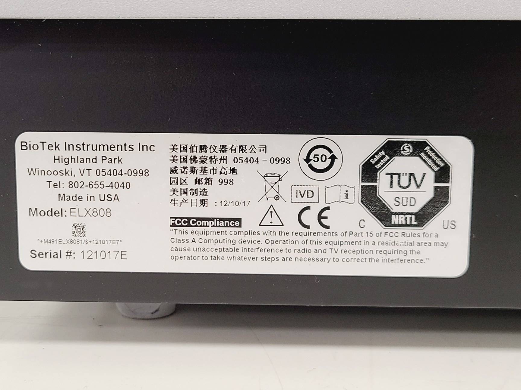 Image of Biotek Instruments ELx808 Microplate Reader