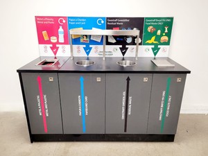 Thumbnail image of Wooden 4 Waste Stream Bin Metal & Plastic, Paper, General Waste & Food Waste 