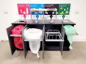 Thumbnail image of Wooden 4 Waste Stream Bin Metal & Plastic, Paper, General Waste & Food Waste 