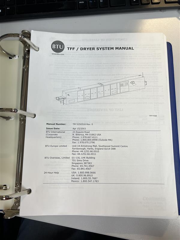 Image of BTU TFF92-8-90N24GT Continuous Belt Furnace Nitrogen Atmosphere, 1050 °C