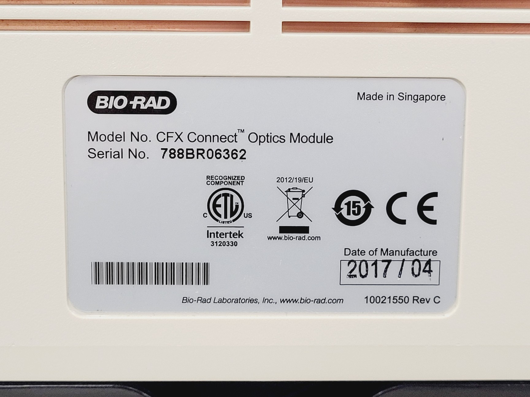 Image of Bio-Rad CFX Connect Real-Time System Optics Module PCR Machine