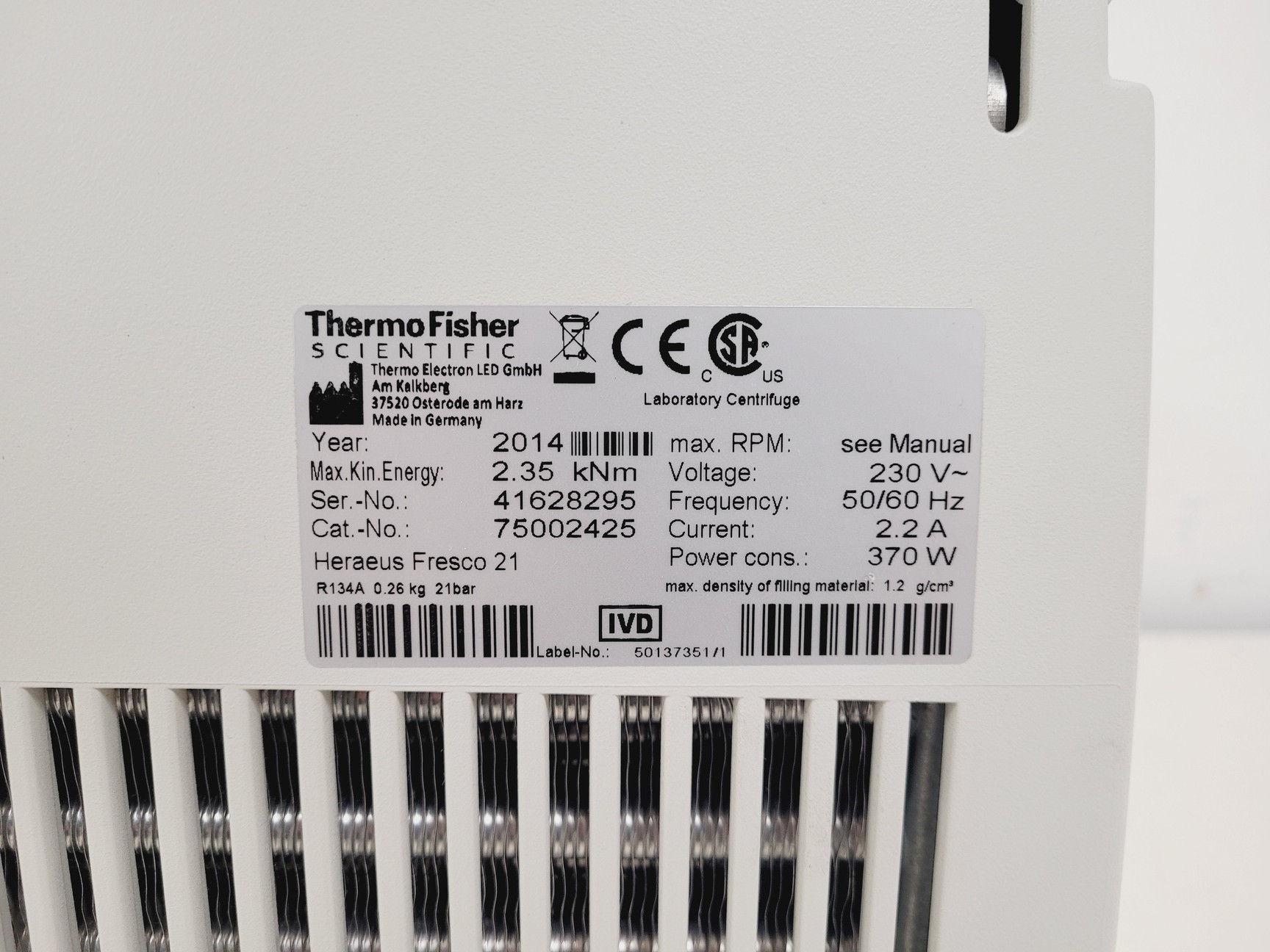 Image of Thermo Scientific Fresco 21 Refrigerated Benchtop Centrifuge