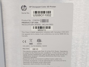 Thumbnail image of HP Designjet Colour 3D Printer Regulatory Model BCLAA-0903