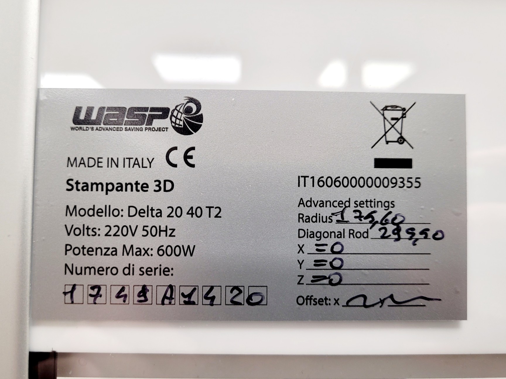 Image of Delta Wasp 20X40 T2 3D Printer w/ Red PLA 1.65LB Filament & Gray 1.43LB Filament